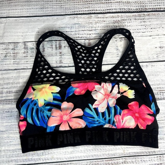 PINK Victoria's Secret Other - PINK Victoria's Secret Floral Racerback Netting Sports Bra M